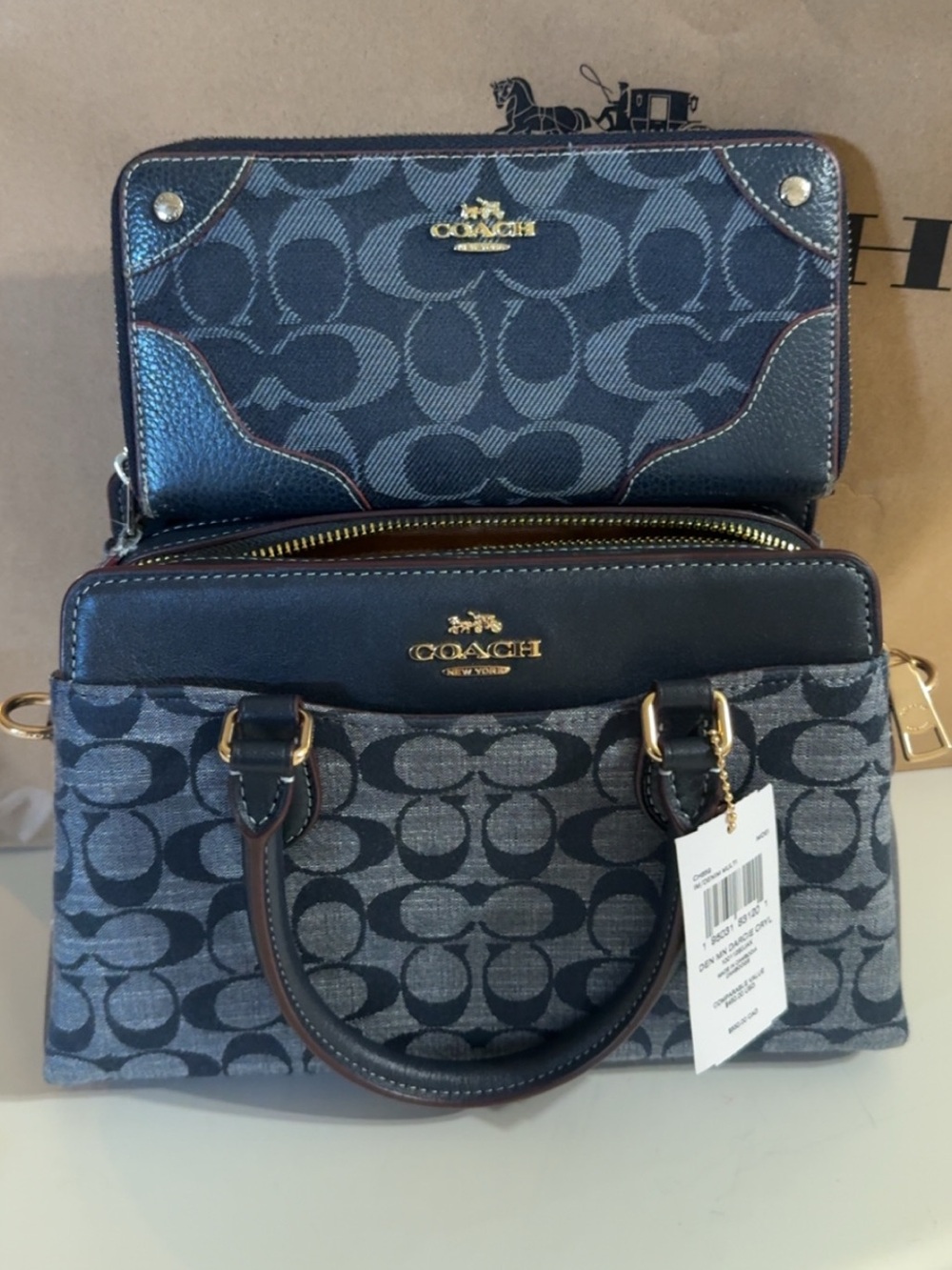 Coach Mini Darcie in Signature Denim Satchel with Matching Wallet - Picture 9 of 11